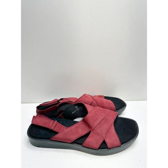 Munro Sandals Size 8 Red Slingback Open Toe Micah Comfort Shoes - Picture 4 of 10